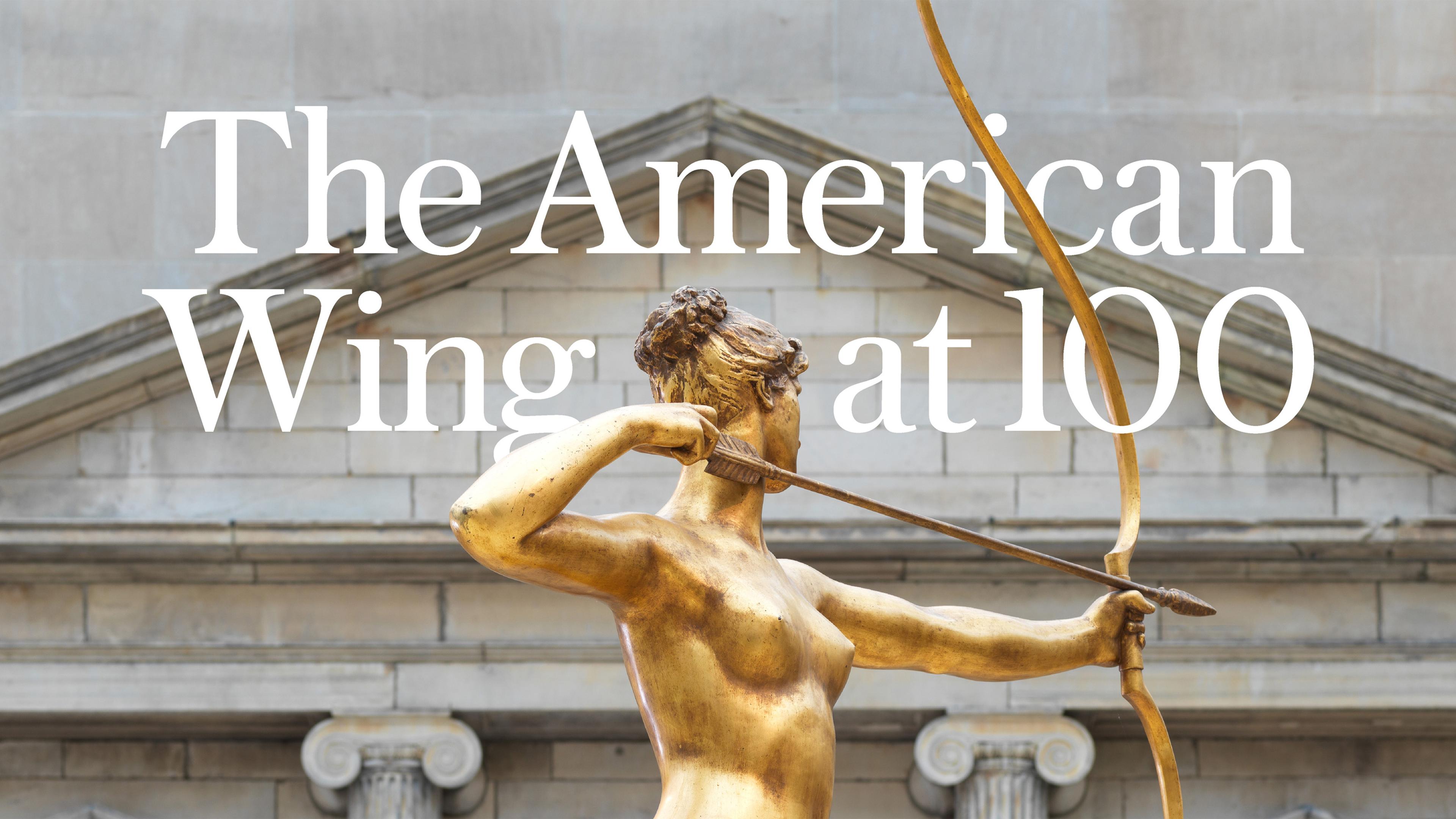 Golden statue of a woman, getting ready to strike with a bow and arrow.