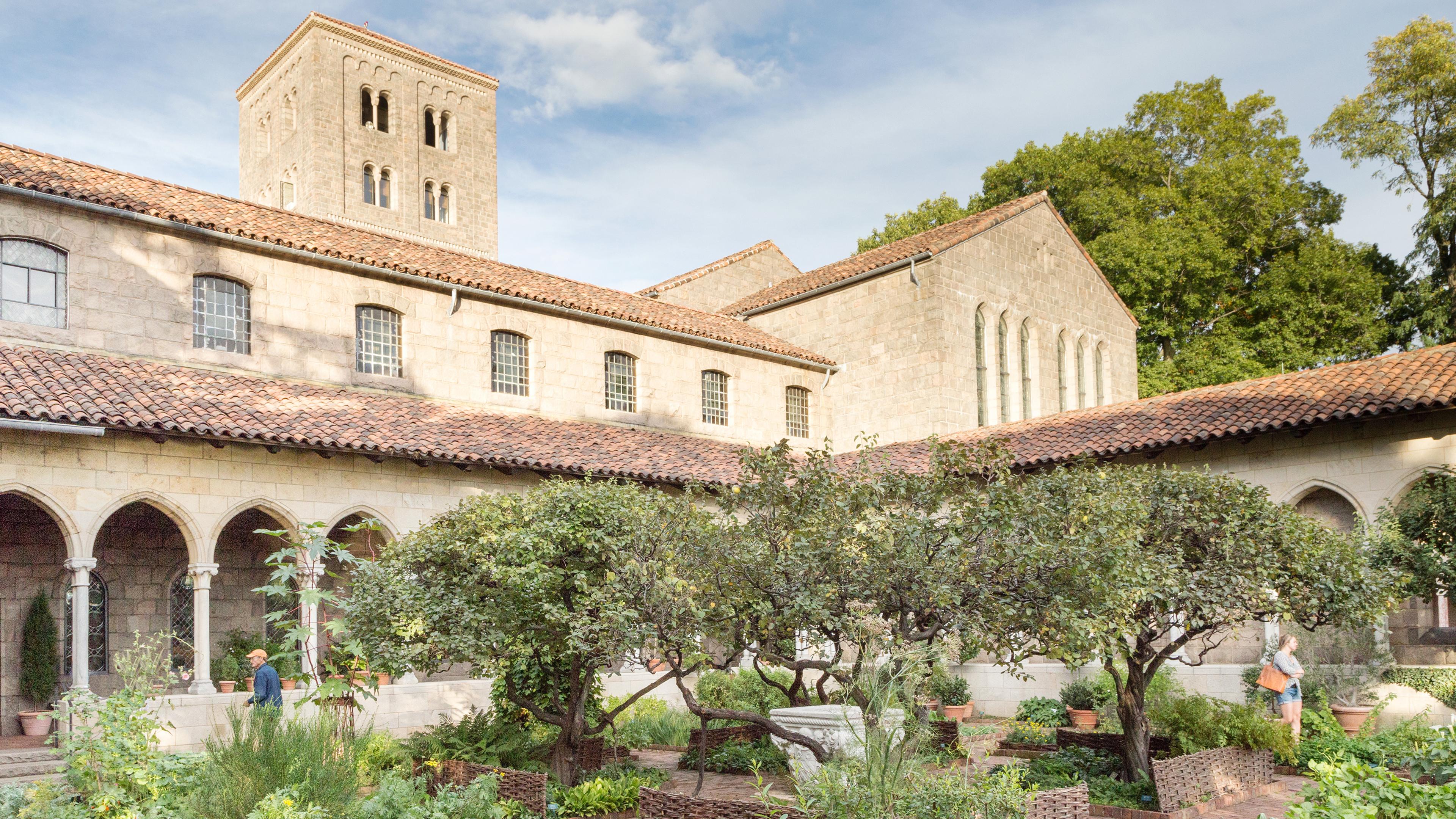 Sunny day at the Bonnefont Cloister Herb Garden at The Met Cloisters