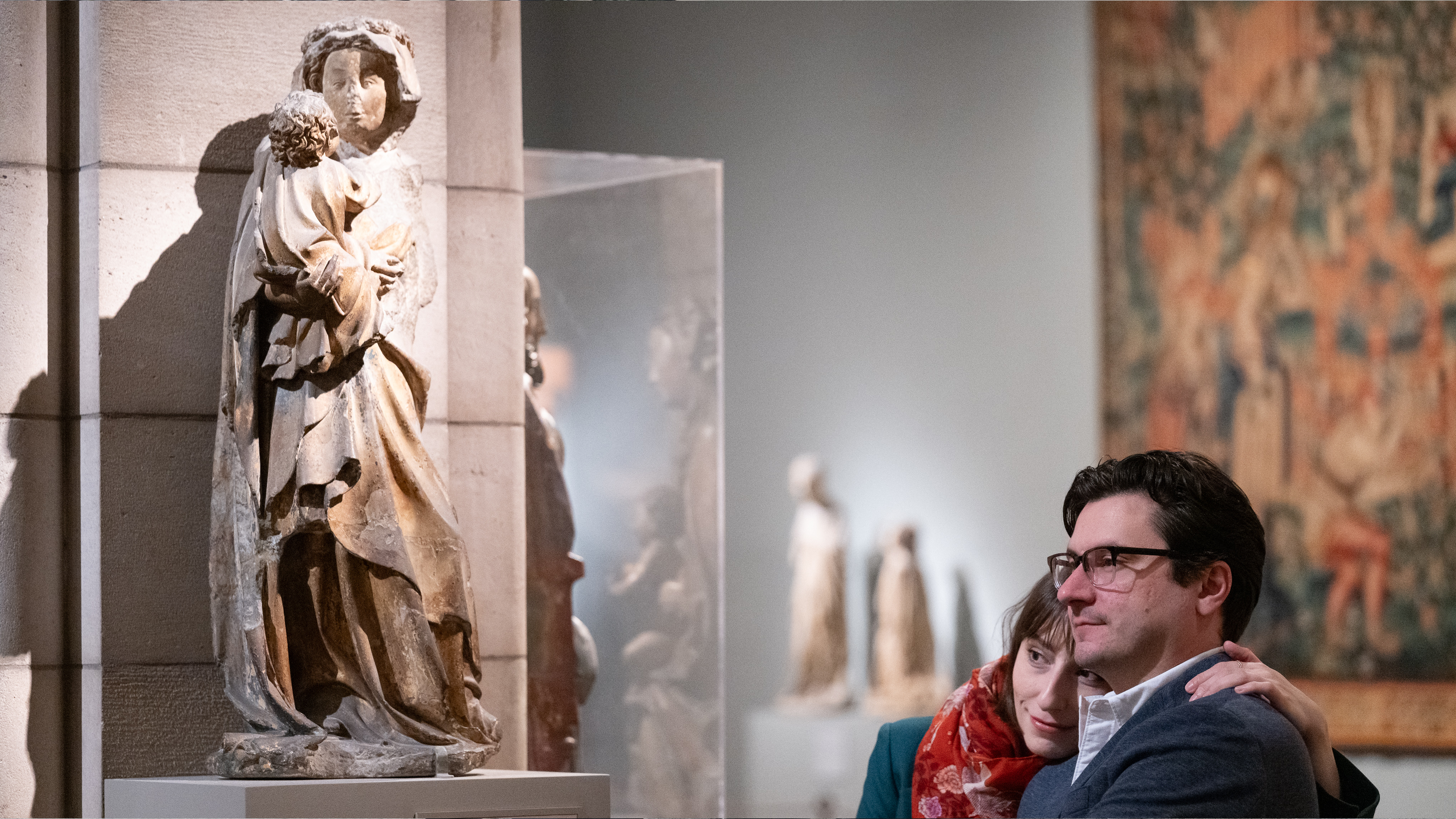 A couple appreciating art together at The Met. 
